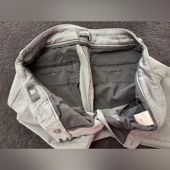 Women’s Express Editor Boot Cut Gray Suit Low-Rise Pants - Picture 4 of 5